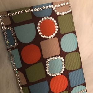 Casauri Passport Case In Blocks Pattern with Bling